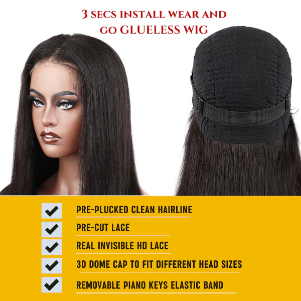 CurlyMe Pre Bleached 13x4 Pre Cut HD Lace Wear Go Glueless Wig Human Hair Wigs - Image 10