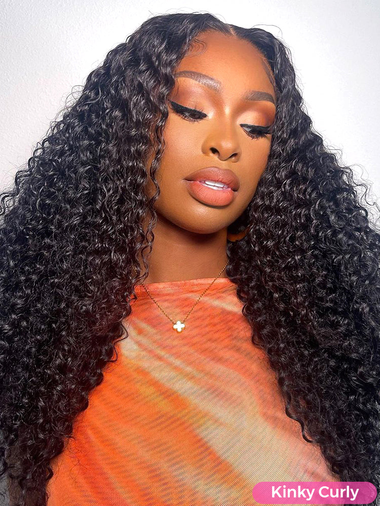 CurlyMe Pre Bleached 13x4 Pre Cut HD Lace Wear Go Glueless Wig Human Hair Wigs - Image 4