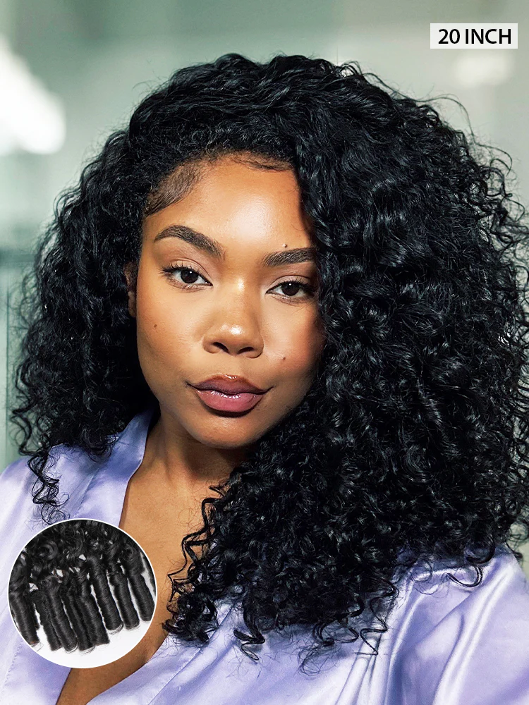 CurlyMe 3 In 1 Half Wig Burmese Curly Glueless Install Half Wig With Adjustable String Beginner Friendly - Image 3