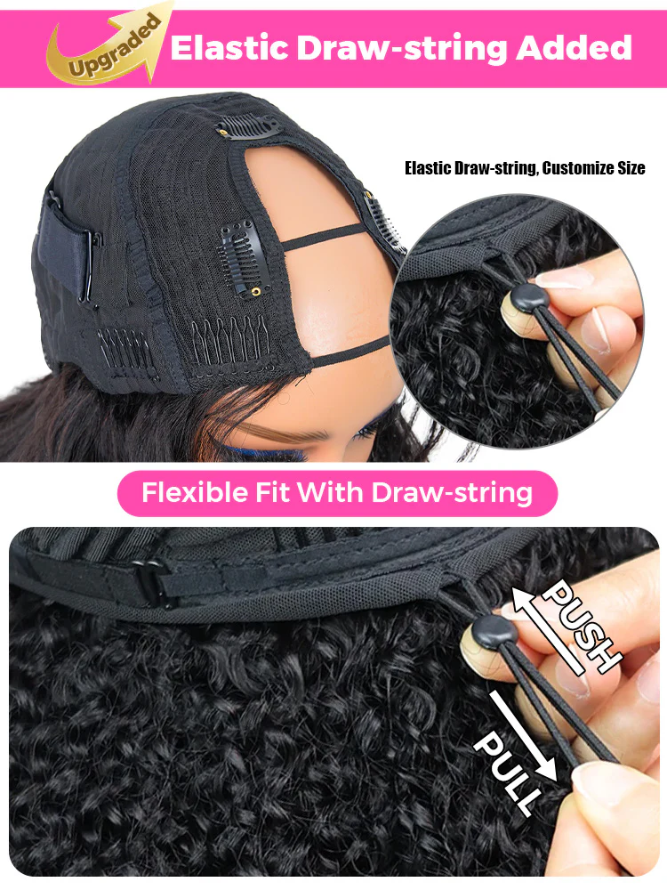 CurlyMe Water Wave Human Hair U part Wig None Lace Machine Made Human Hair Wigs Beginnner Friendly - Image 4