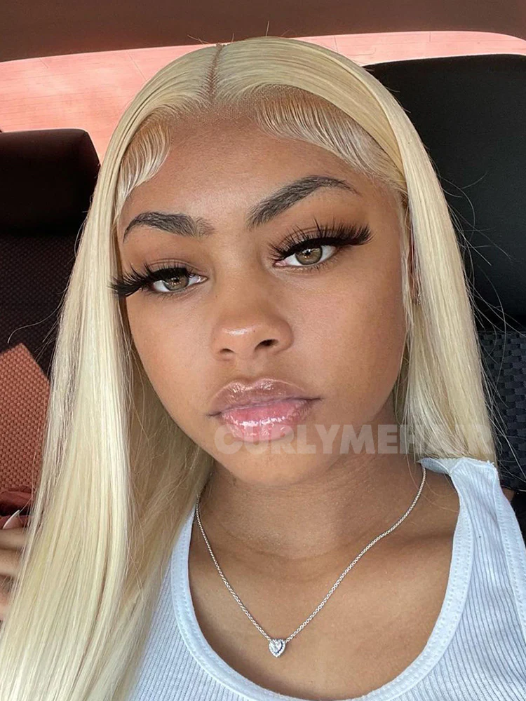 CurlyMe 613 Blonde Lace Front Wigs Straight Human Hair Wigs 13x4 Skin Melt Lace - Image 11
