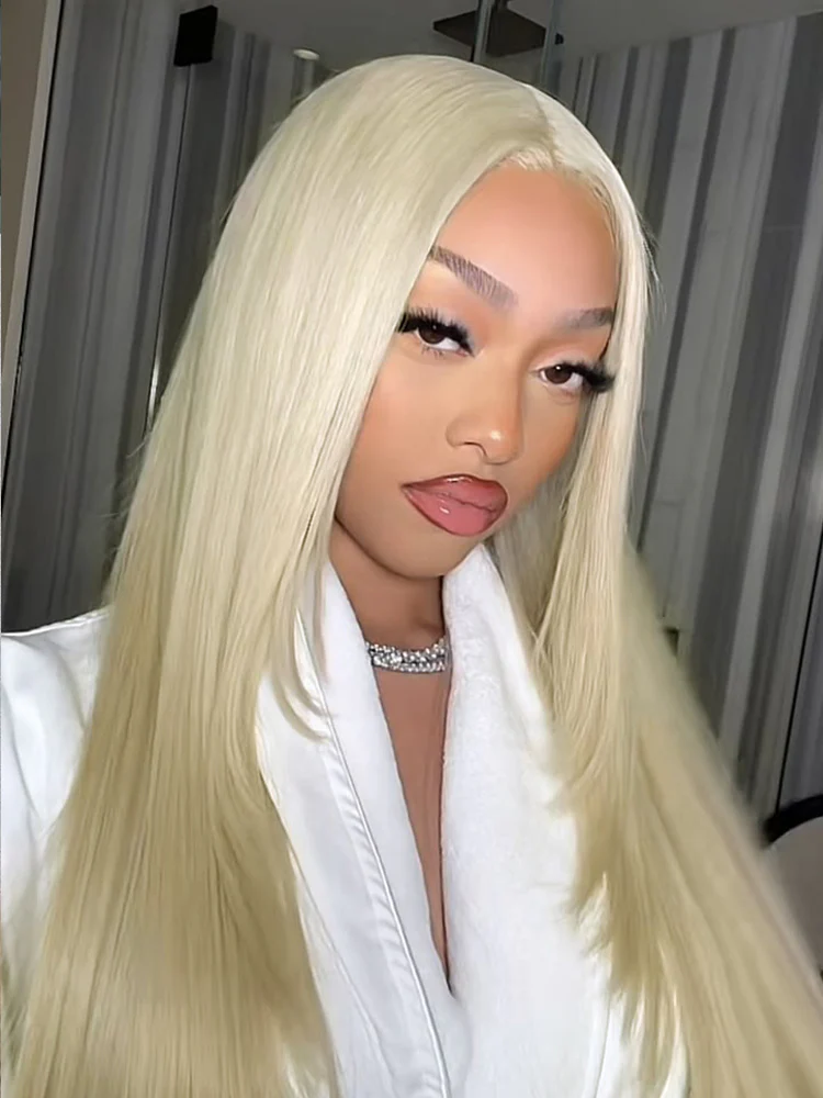 CurlyMe 613 Blonde Lace Front Wigs Straight Human Hair Wigs 13x4 Skin Melt Lace - Image 4