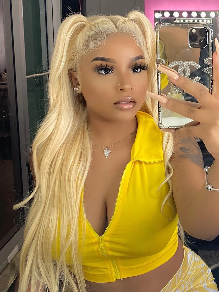 CurlyMe 613 Blonde Lace Front Wigs Straight Human Hair Wigs 13x4 Skin Melt Lace - Image 6