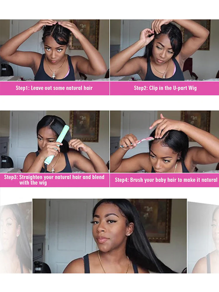 CurlyMe Kinky Curly U part Wig Affordable 250% Density Full Human Hair Wigs Glueless No Lace - Image 5
