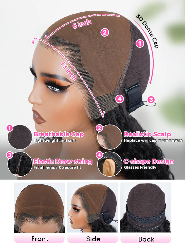 [Clearance Sale]99J Burgundy Color Burmese Curly Glueless Wig Pre Cut 13x6 Lace Snug Fit Wear Go Glueless Wig - Image 10