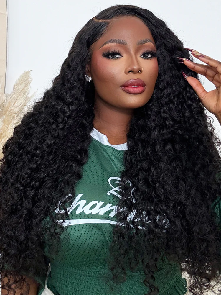CurlyMe 13x4 Swiss Lace Frontal Long Hair Water Wave Human Hair Pre plucked Lace Front Wigs - Image 4