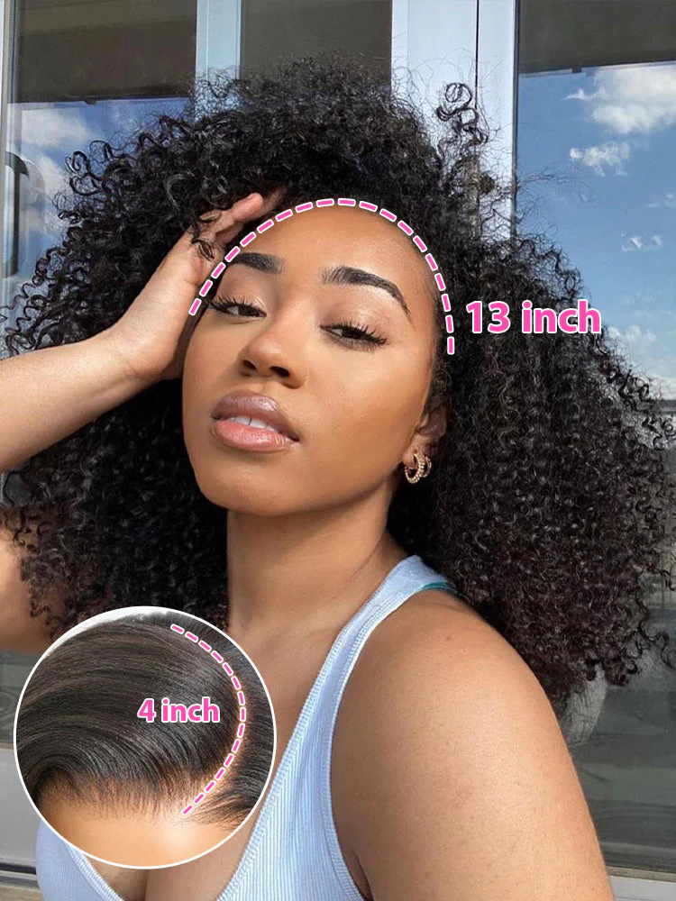 [Clearance Sale]CurlyMe Trendy Kinky Curly Human Hair 13x4 Lace Front  Wigs Cute Curls - Image 4
