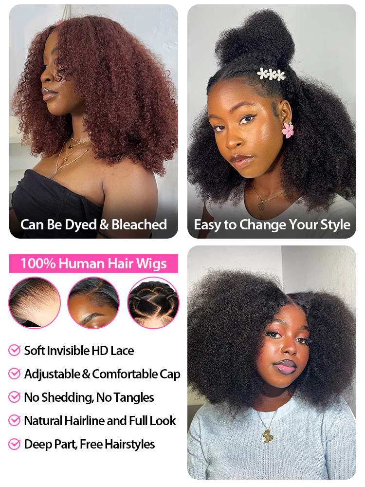 [Clearance Sale]CurlyMe Trendy Kinky Curly Human Hair 13x4 Lace Front  Wigs Cute Curls - Image 7