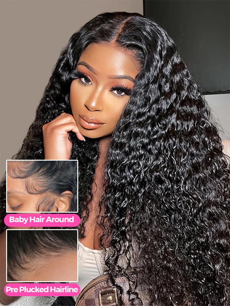 [Clearance Sale]CurlyMe Water Wave Human Hair Long Hair 13x6 Lace Front Wigs Pre Plucked With Baby Hair - Image 4