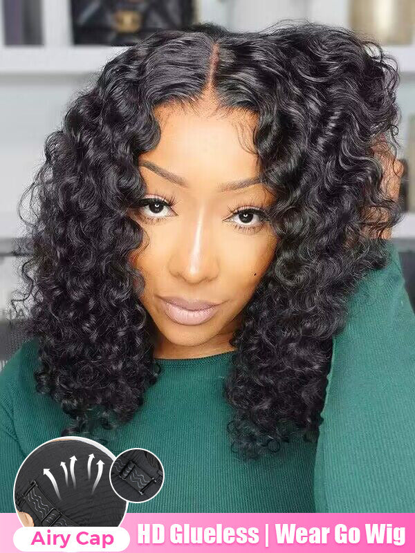 [Clearance Sale]Wear Go Glueless Water Wave Bob Wig 7x5 Pre-cut Lace Closure Wig Pre-plucked - Image 4