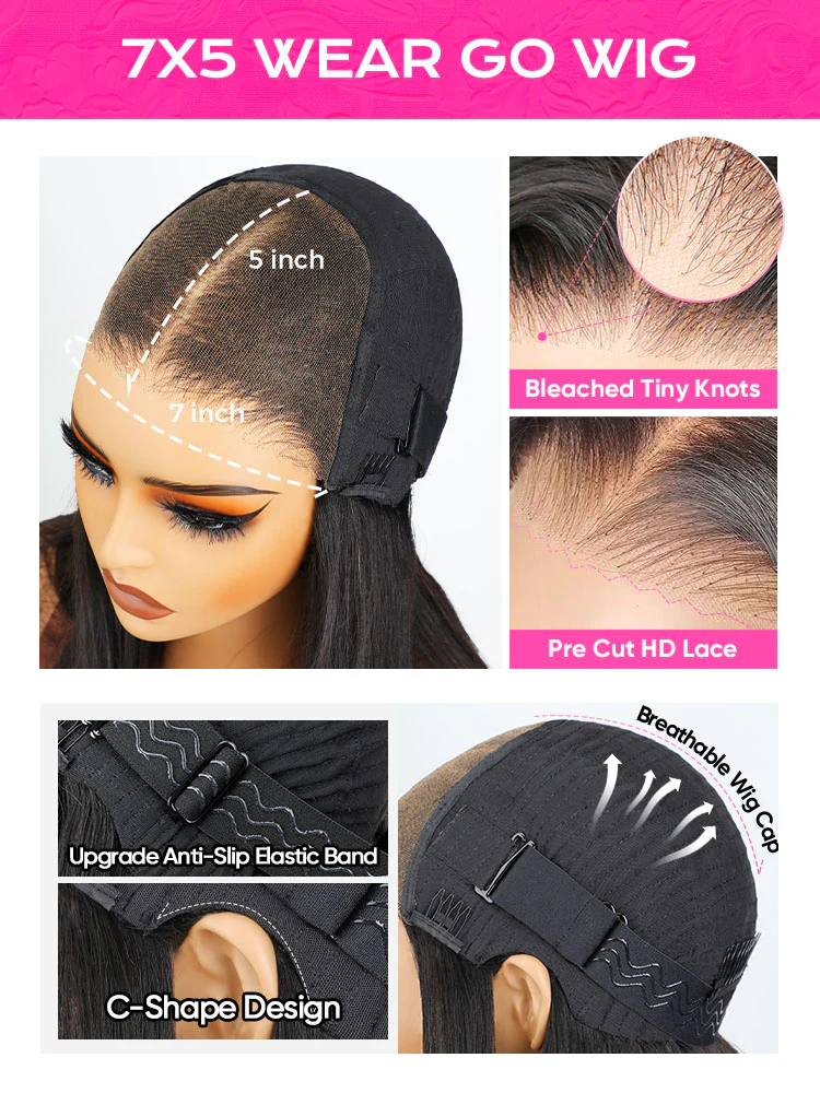 [Clearance Sale] Pre-bleached Ocean Wave Glueless Wear Go Wig Pre-cut HD Lace Wig Pre-plucked - Image 4