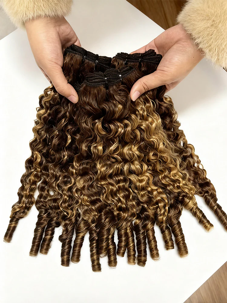 CurlyMe Burmese Curly Highlight 4/27 Color Hair Bundles 1/3/4Pcs | Hair Extensions - Image 3