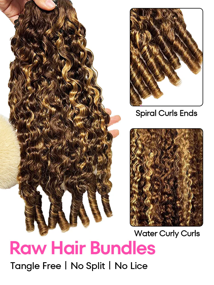 CurlyMe Burmese Curly Highlight 4/27 Color Hair Bundles 1/3/4Pcs | Hair Extensions - Image 5