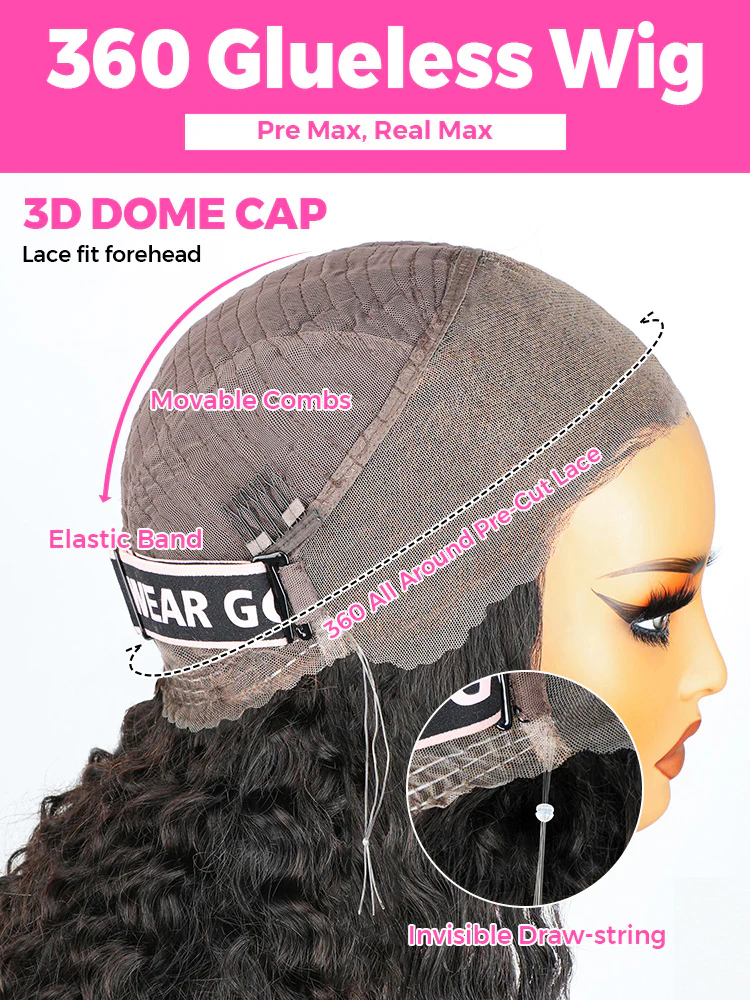 CurlyMe 360 Fit Pre-Cut Lace Wear Go Pre-Bleached Body Wave Human Hair Pre-Plucked Wig - Image 7