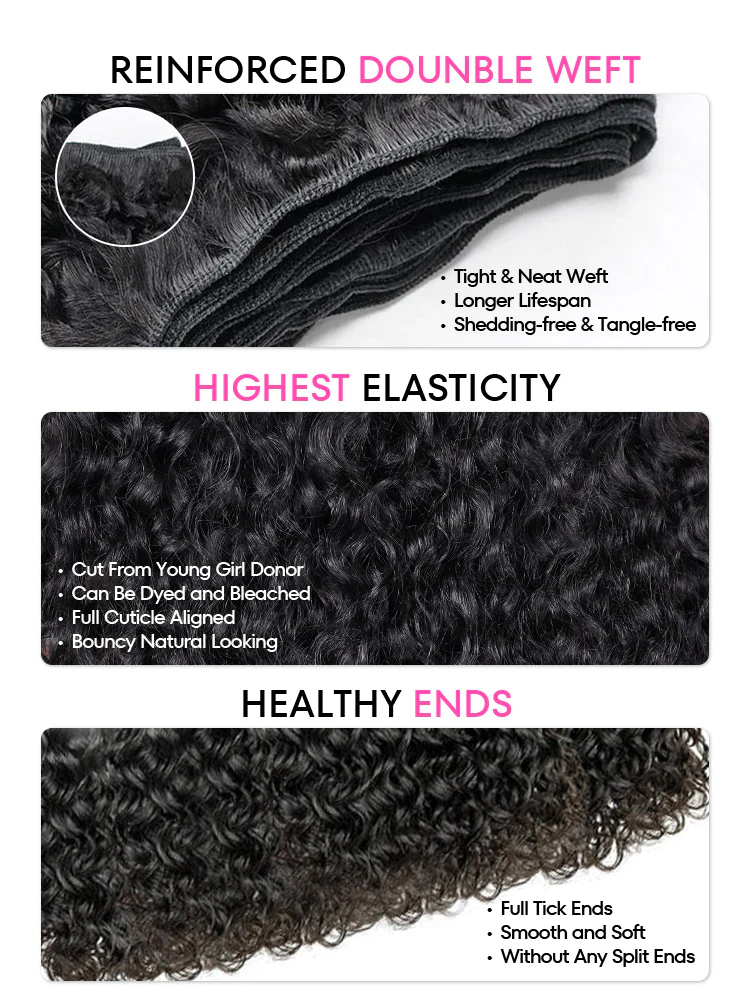 CurlyMe Indian Curly Full & Bouncy Defined Curls Natural Black Human Hair Bundles 1/3/4Pcs - Image 6