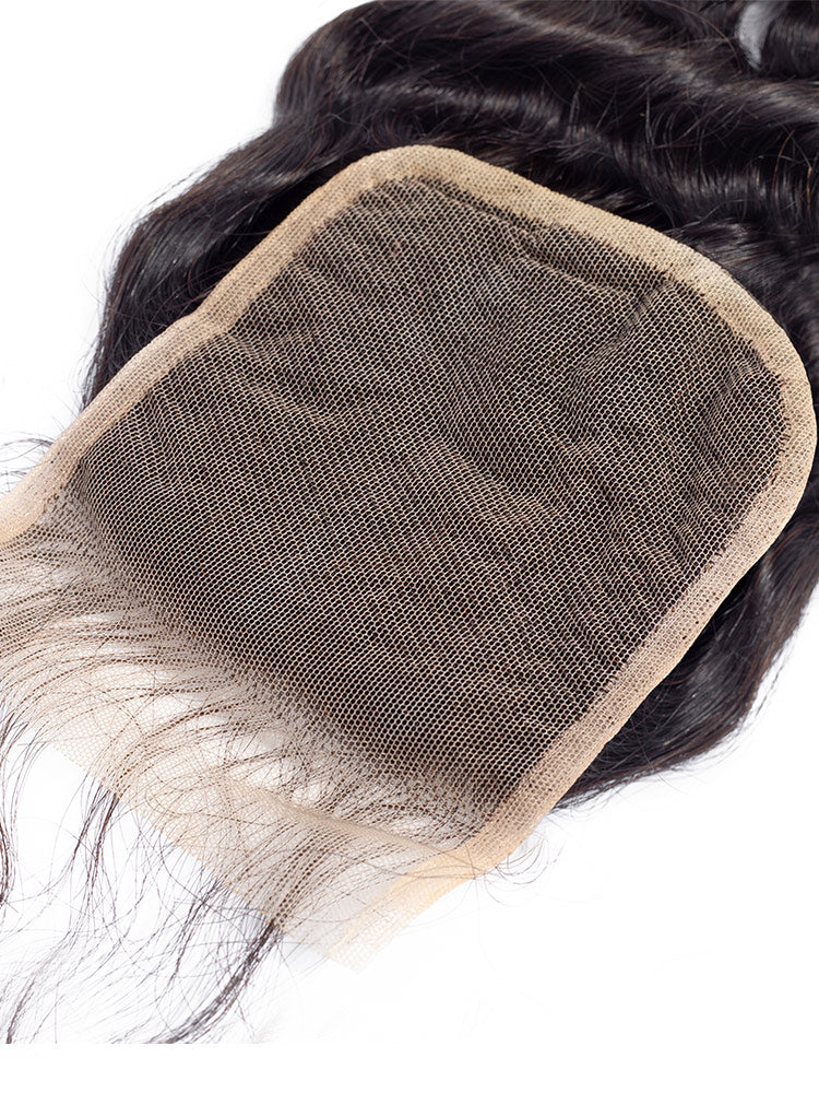 CurlyMe Loose Deep Wave Hair 4x4 Lace Closure Natural Black - Image 3