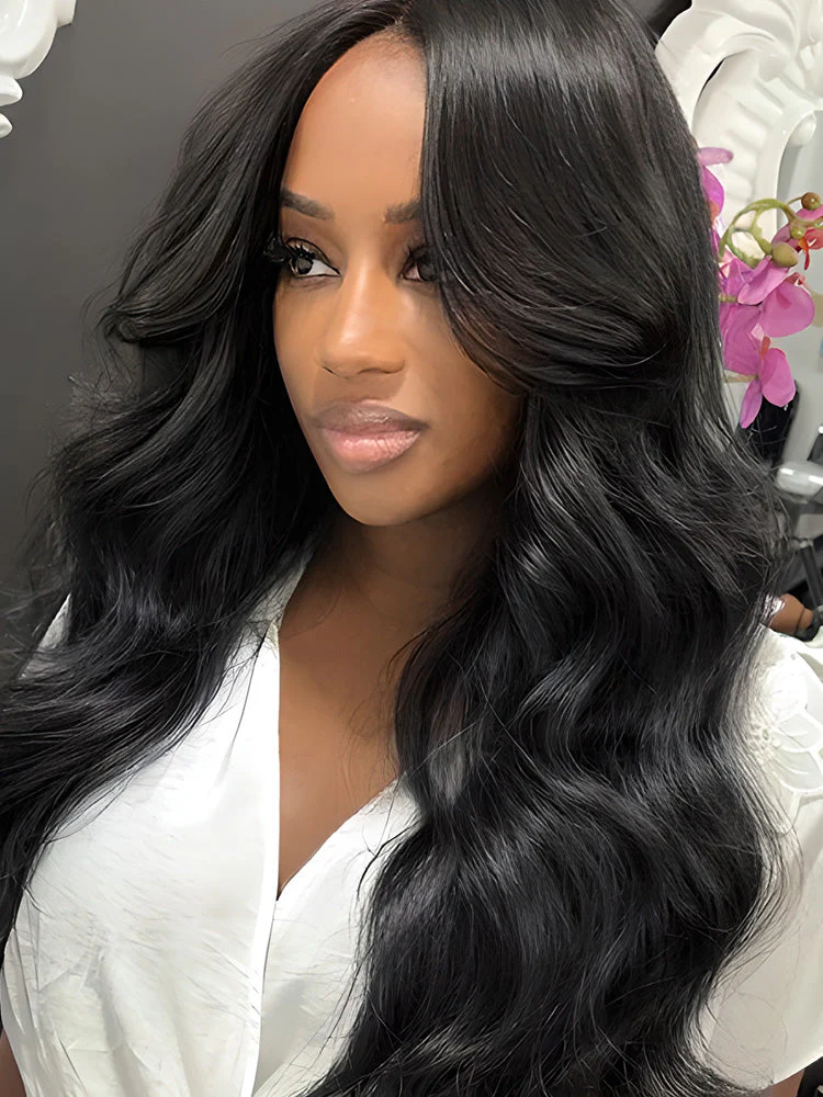 CurlyMe Loose Wave Hair 5x5 Swiss HD Lace Closure Wigs Pre Plucked Natural Color - Image 3