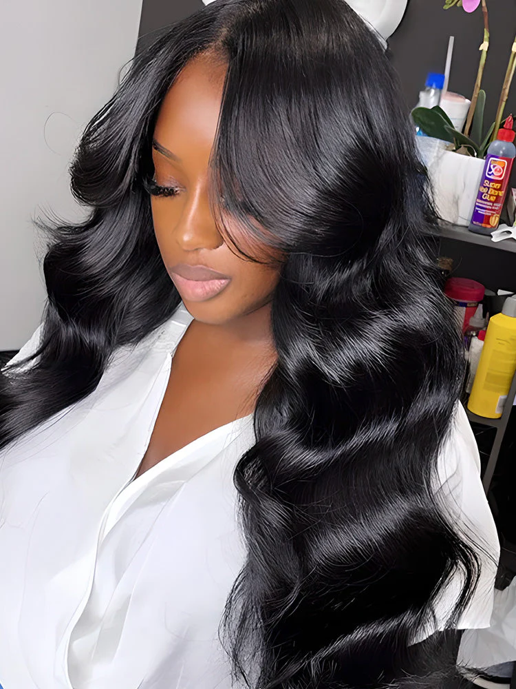CurlyMe Loose Wave Hair 5x5 Swiss HD Lace Closure Wigs Pre Plucked Natural Color - Image 4