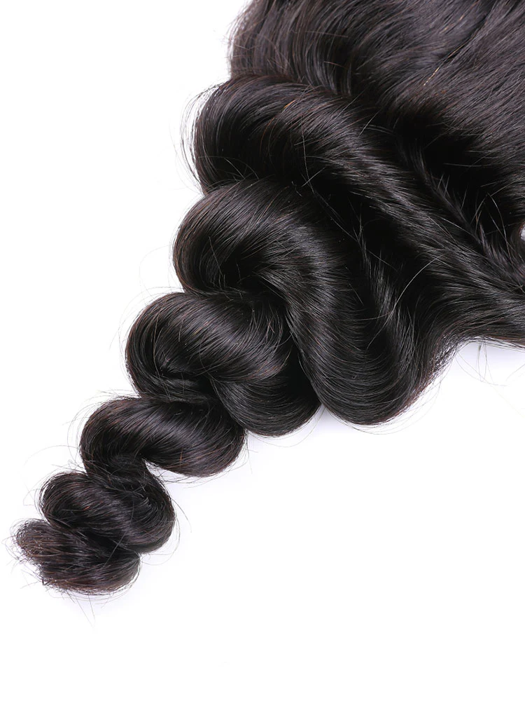 CurlyMe Loose Wave Natural Black Hair 4x4 Lace Closure - Image 3