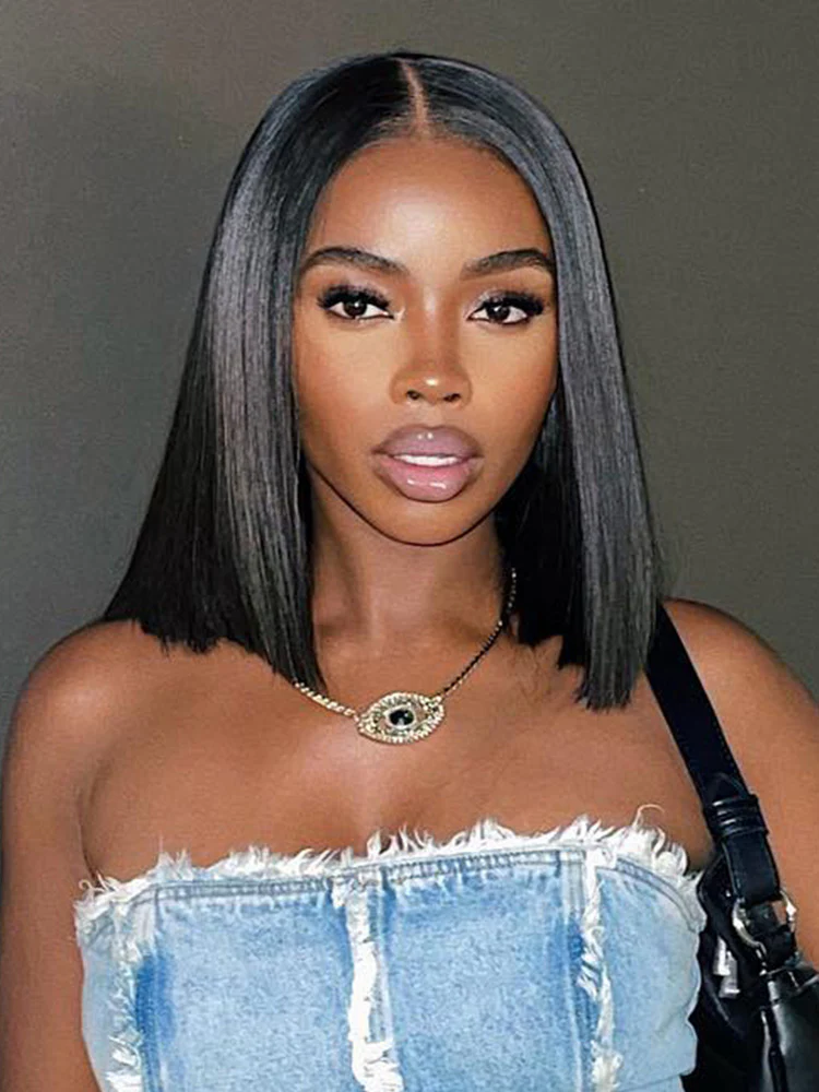 CurlyMe Pre-cut 9x6 HD Lace M-cap Wear Go Glueless Mini Knots Straight Bob Wig Pre-plucked - Image 4