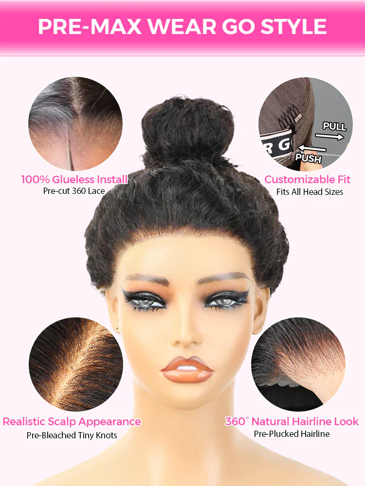 CurlyMe 360 Fit Wig Pre-Bleached Burmese Curly Human Hair Pre-Cut 360 Lace Wear Go Glueless Wig Pre-Plucked - Image 11