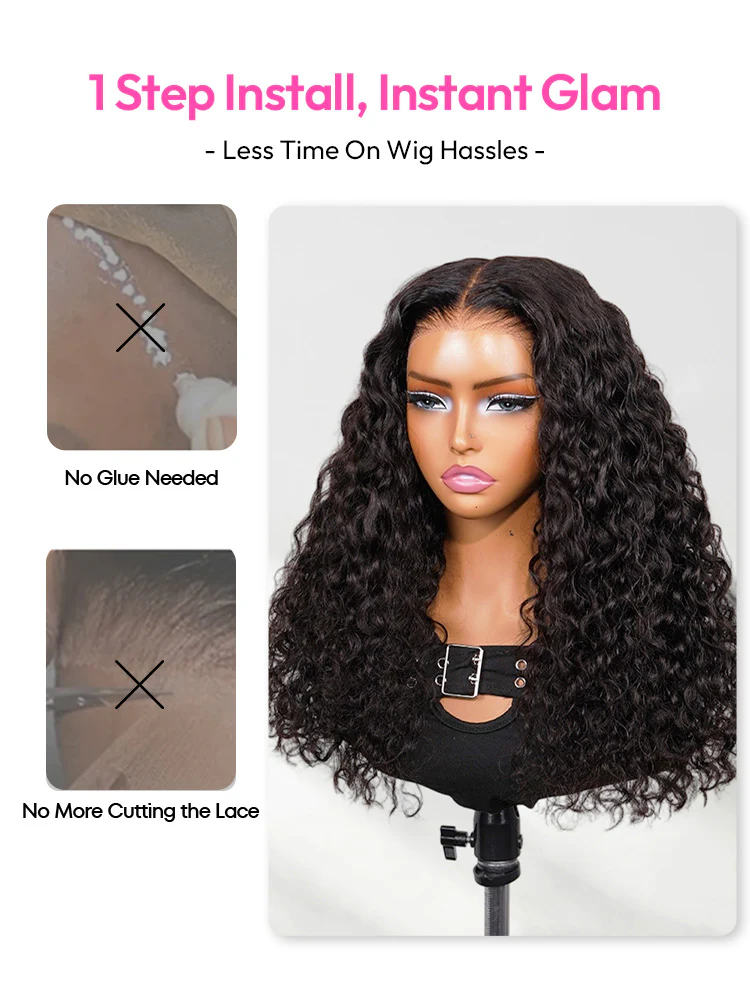 CurlyMe Pre-bleached Indian Curly Human Hair 7x5 Pre-Cut HD Lace Wear Go Glueless Wig With Flexible Fit Drawstring - Image 6