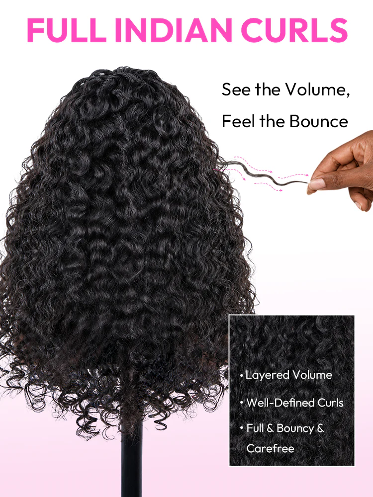 CurlyMe Pre-bleached Indian Curly Human Hair 7x5 Pre-Cut HD Lace Wear Go Glueless Wig With Flexible Fit Drawstring - Image 7