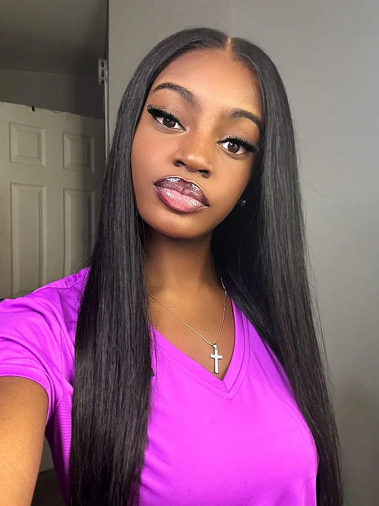 [Clearance Sale] Pre-bleached Most Like Real Hair Glueless Straight Human Hair HD Lace Wig Pre-plucked - Image 5