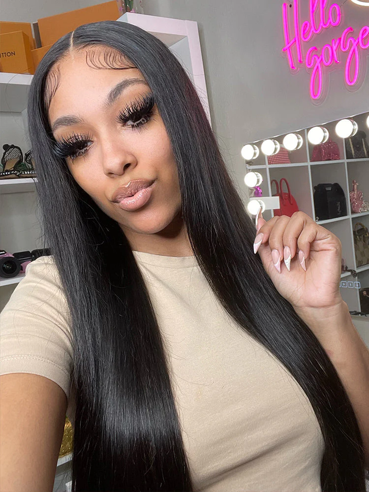 [Clearance Sale] Pre-bleached Most Like Real Hair Glueless Straight Human Hair HD Lace Wig Pre-plucked - Image 9
