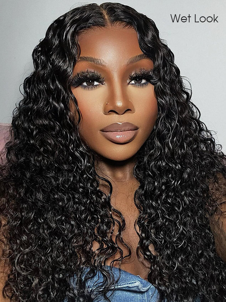 [Clearance Sale] Pre-bleached Water Wave Wear Go Glueless Pre-cut Lace Wig With Flexible Drawstring Wig - Image 4