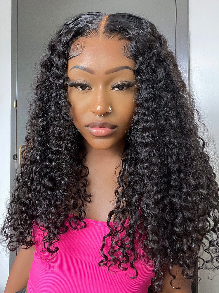 [Clearance Sale] Pre-bleached Water Wave Wear Go Glueless Pre-cut Lace Wig With Flexible Drawstring Wig - Image 5