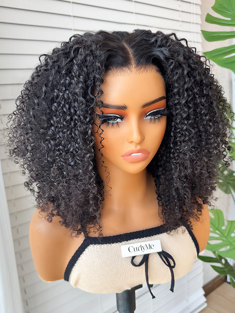 [Clearance Sale] CurlyMe Layered Cut Pre-bleached Kinky Curly Hair Wear Go Glueless Wig 7x5 Pre-cut HD Lace Pre-plucked - Image 3