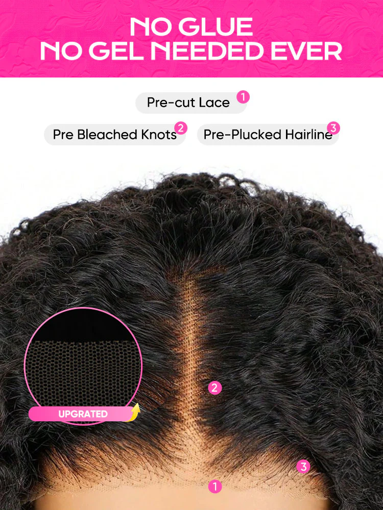 [Clearance Sale] Pre-bleached Water Wave Wear Go Glueless Pre-cut Lace Wig With Flexible Drawstring Wig - Image 7