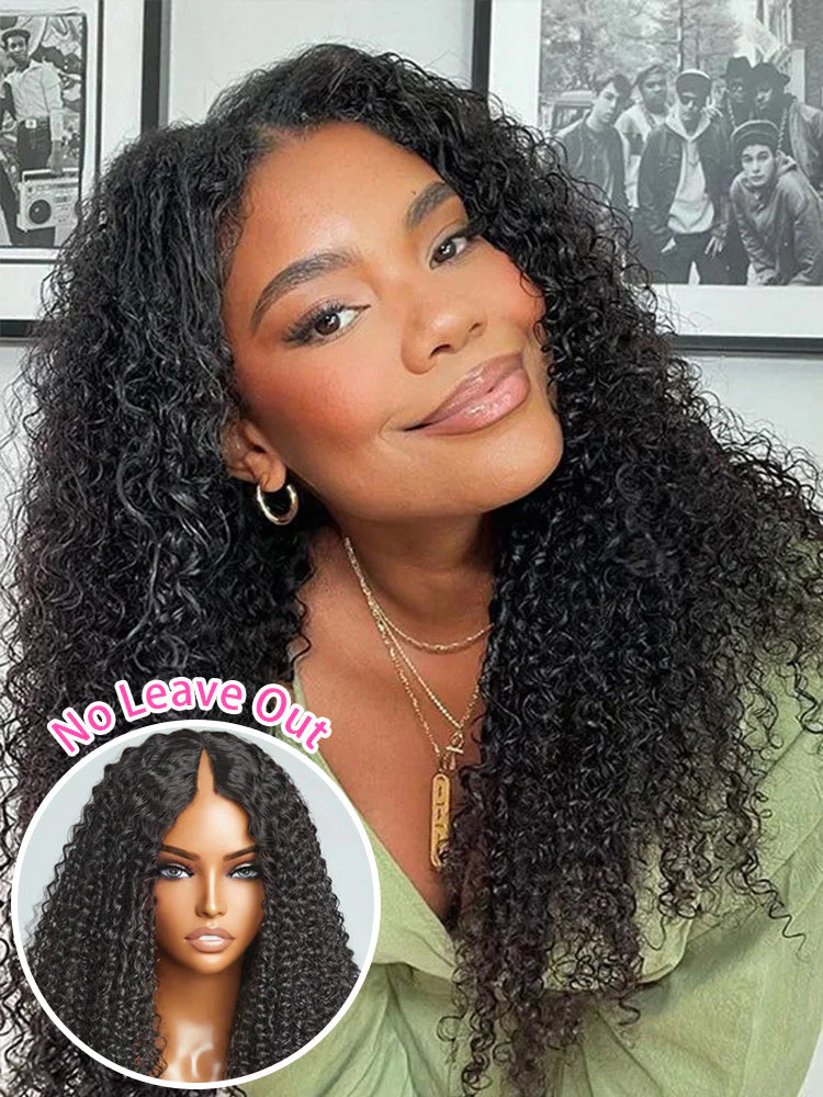 [Clearance Sale] Kinky Curly V Part Wig Human Hair Glueless Wig With Drawstring Pre-plucked - Image 12