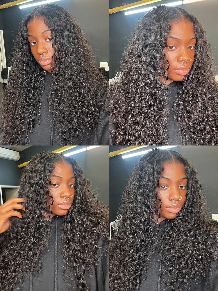 CurlyMe Water Wave 4x4 Lace Closure Wig Pre Plucked With Baby Hair For Women - Image 4