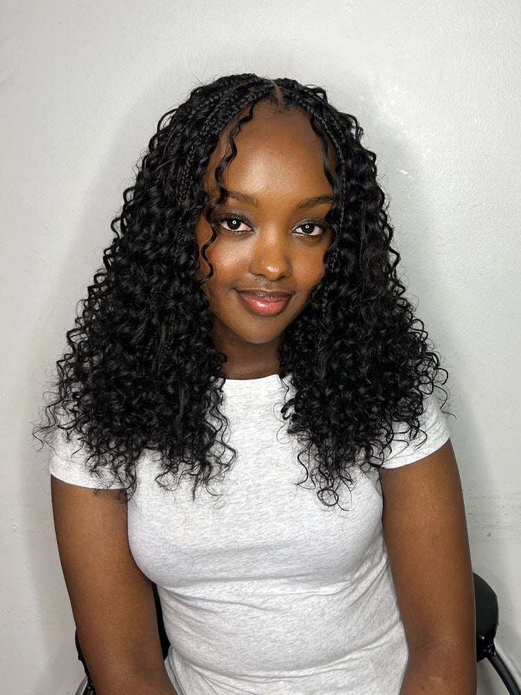 CurlyMe Kinky Curly Crochet Human Hair Boho Braids Miracle Knots Pre-Looped Reusable Feather Crochet Hair Extensions - Image 4