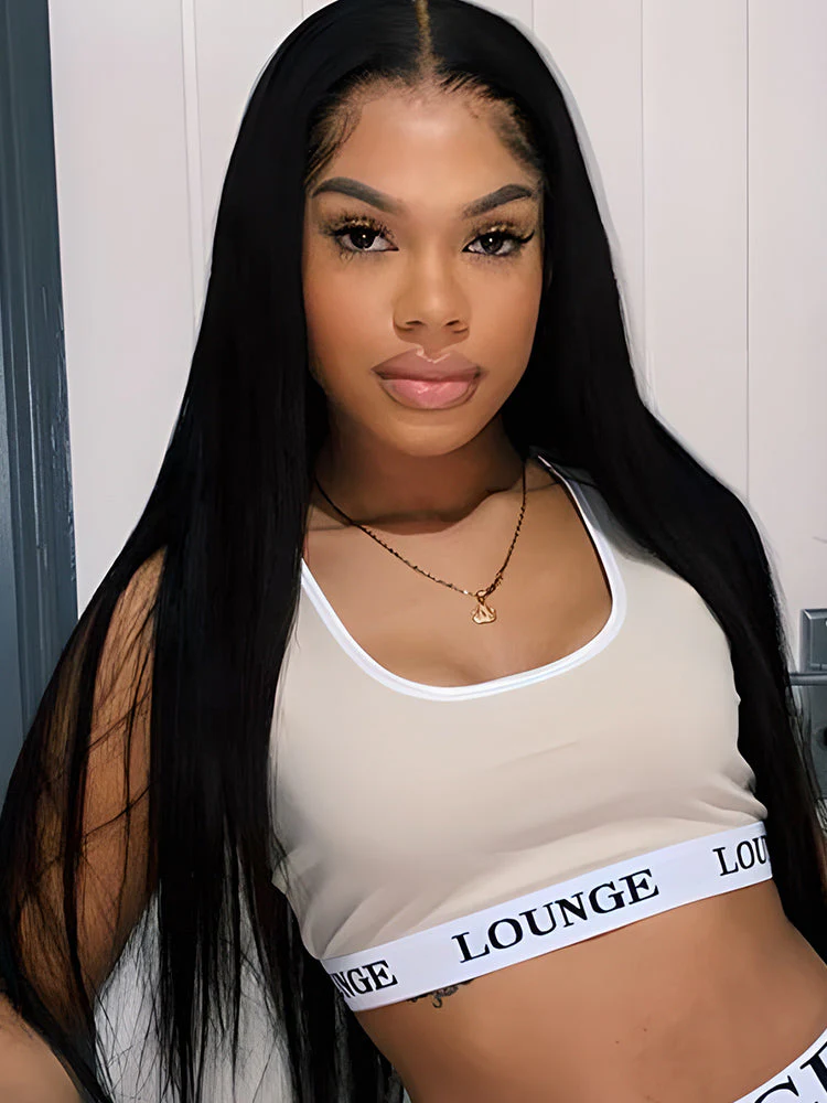 CurlyMe Straight Virgin Hair 5x5 Swiss Lace Closure Wigs Pre Plucked For Women - Image 5