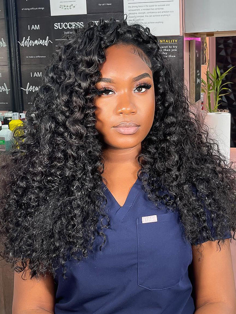 CurlyMe 3 In 1 Half Wig Burmese Curly Glueless Install Half Wig With Adjustable String Beginner Friendly - Image 5