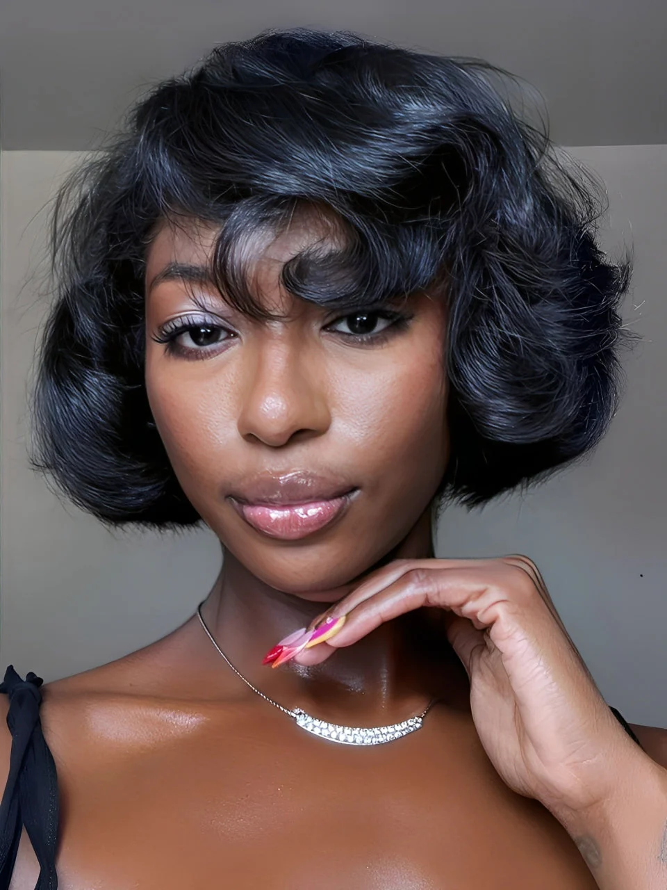 CurlyMe Wear Go Blow Out Straight Bob 7x5 HD Lace Glueless Wig Pre-Bleached Tiny Knots - Image 9