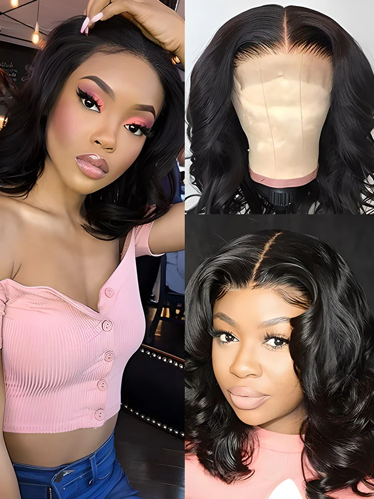 CurlyMe Hair Bob Wigs 4x4 Lace Closure Body Wave Human Hair Wig With Baby Hair - Image 5