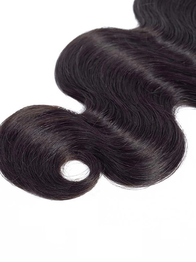CurlyMe Body Wave Virgin Human Hair 3 Bundles With 4x4 Closure Natural Black - Image 6