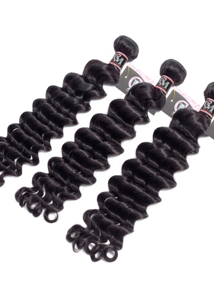 CurlyMe Loose Deep Virgin Human Hair 4 Bundles with 13x4 Frontal Natural Black - Image 5