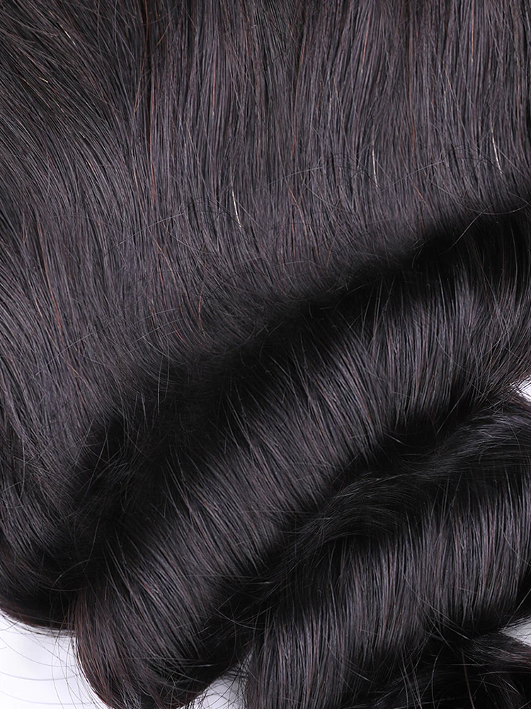 CurlyMe Loose Wave Virgin Human Hair 13x4 Lace Frontal Natural Black - Image 4