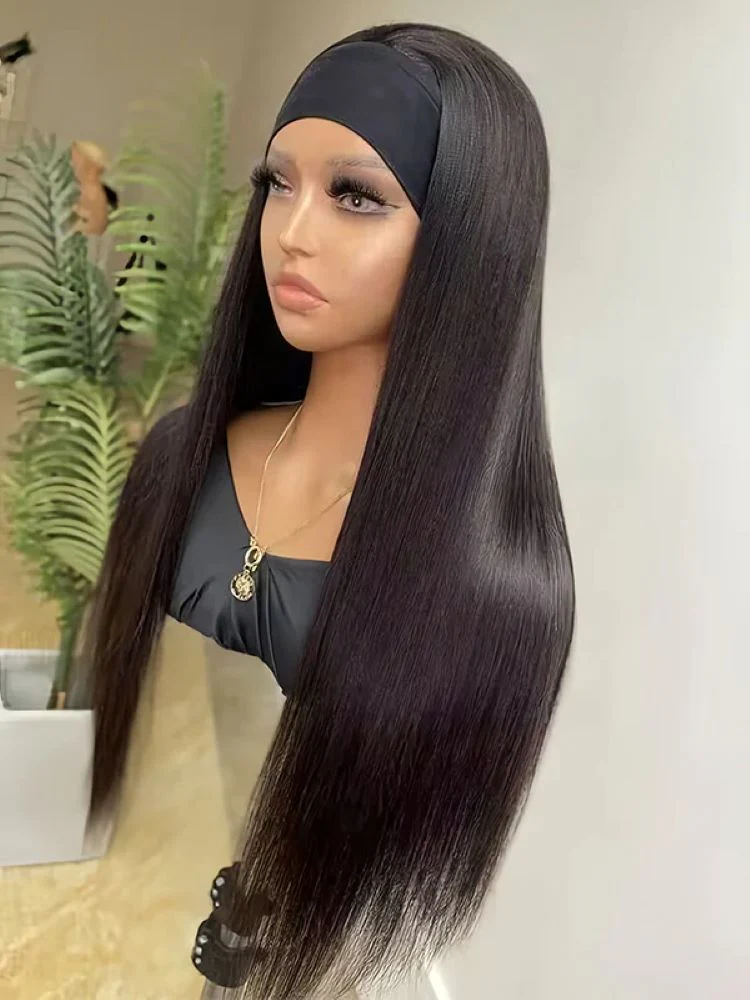 CurlyMe Straight Hair Headband Wig Non Lace Human Hair Wigs - Image 7