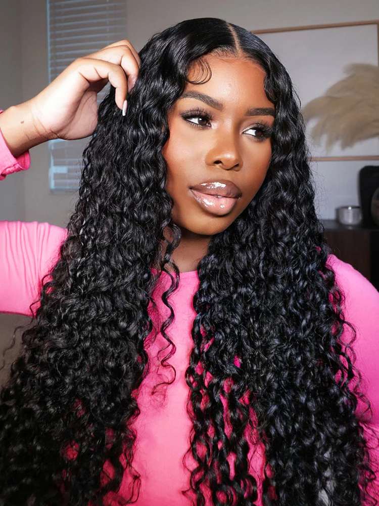 CurlyMe Deep Wave Hair Bundles Deal 1/3/4Pcs Natural Black Hair - Image 3