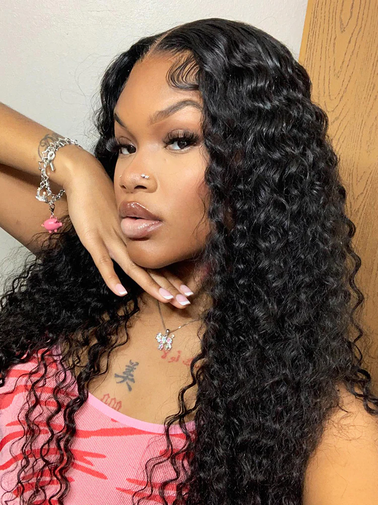 CurlyMe Deep Wave Hair Bundles Deal 1/3/4Pcs Natural Black Hair - Image 5