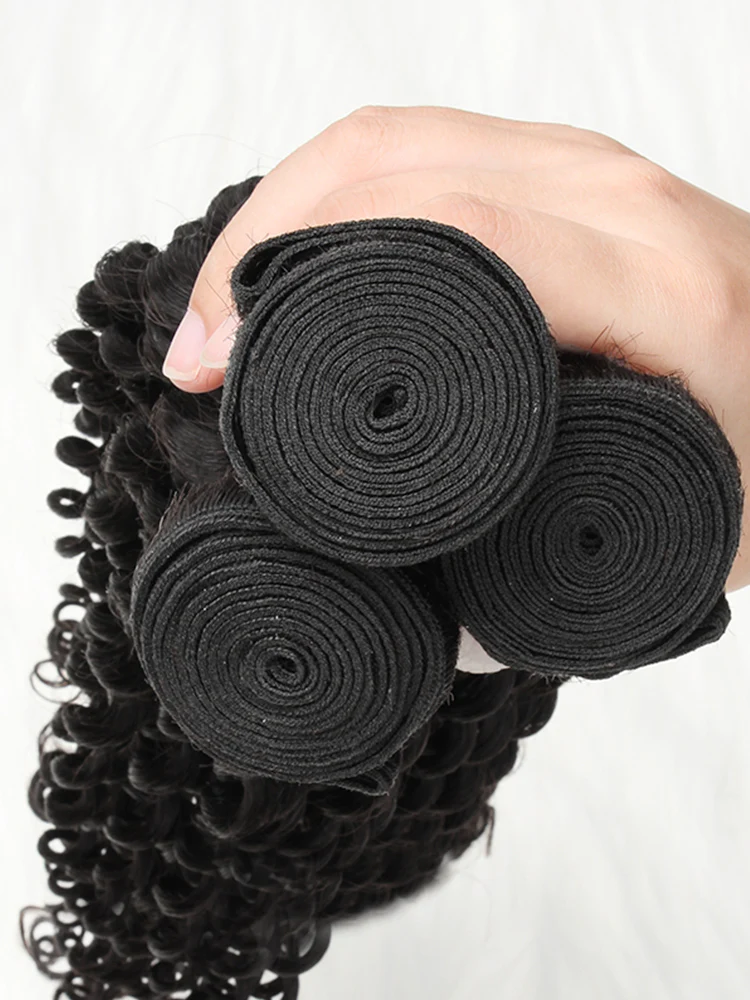 CurlyMe Deep Wave Hair Bundles Deal 1/3/4Pcs Natural Black Hair - Image 7