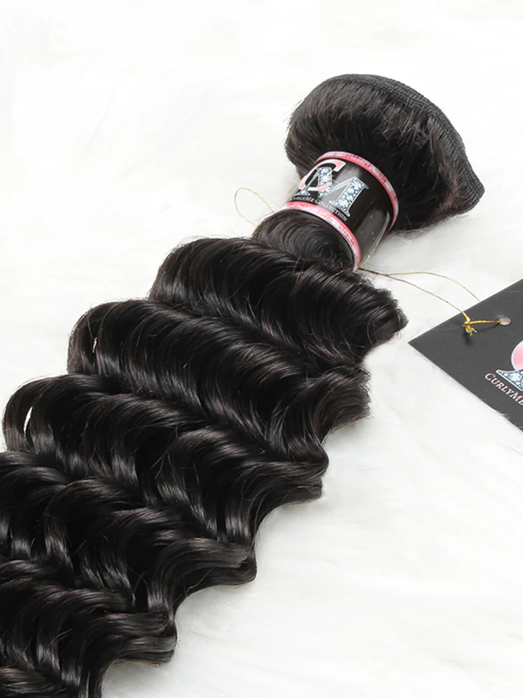 CurlyMe Deep Wave Hair Bundles Deal 1/3/4Pcs Natural Black Hair - Image 8