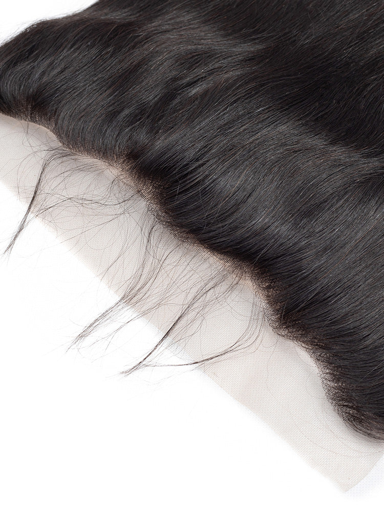 CurlyMe Straight Virgin Human Hair 13x4 Lace Frontal Natural Black - Image 3