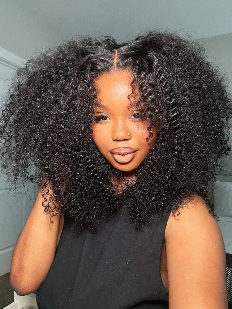 CurlyMe Kinky Curly Human Hair Wigs 13x6 Lace Front Wigs Bomb Look - Image 8